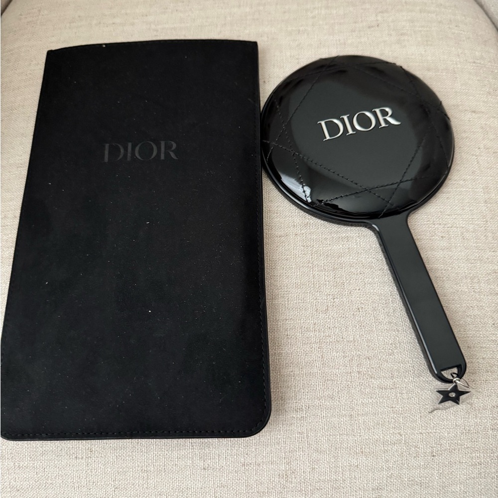 Christian Dior Black Quilted Handheld Mirror